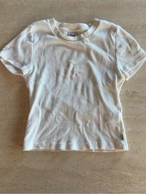 TNA white ribbed fitted t shirt size XS